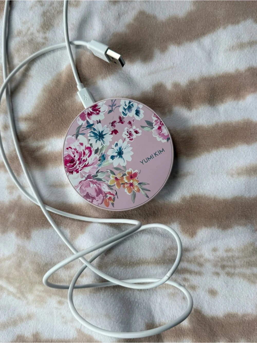 Yumi Kim Pink Floral Wireless Charging Pad with USB Cable